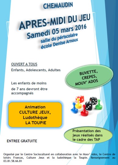AFFICHE APRES-MIDI DU JEU 2016